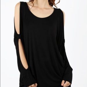 Black cold shoulder top